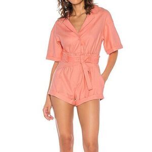 For Love & Lemons Millie‎ Linen Short Sleeve Romper sz small NWT
